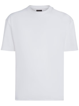 Loro Piana: Cotton jersey crewneck t-shirt - Optic White - men_0 | Luisa Via Roma
