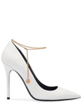 Tom Ford: 105mm Patent leather pumps - White - women_0 | Luisa Via Roma