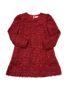 Monnalisa: Robe en lurex à franges - Rouge - kids-girls_0 | Luisa Via Roma