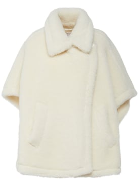 Max Mara: Tebe1 alpaca & wool teddy cape - White - women_0 | Luisa Via Roma