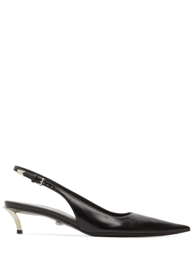 Versace: Zapatos de tacón destalonados de piel 40mm - Negro - women_0 | Luisa Via Roma