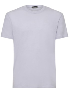 Tom Ford: T-Shirt aus Baumwollmischung - Lavendel - men_0 | Luisa Via Roma