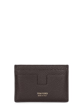 Tom Ford: Soft grain leather card holder - Chocolate - men_0 | Luisa Via Roma