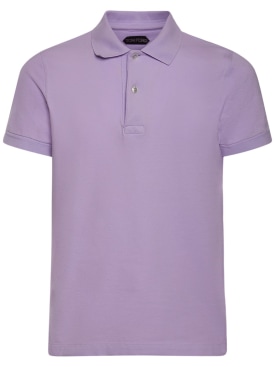 Tom Ford: Tennis-Polohemd aus Piqué - Lavendel - men_0 | Luisa Via Roma