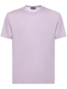 Tom Ford: T-shirt manches courtes en lyocell et coton - Lavande - men_0 | Luisa Via Roma