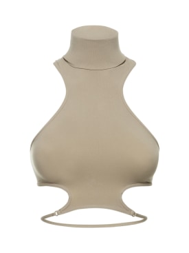 Andreadamo: Sculpting jersey halter neck top - Grau - women_0 | Luisa Via Roma