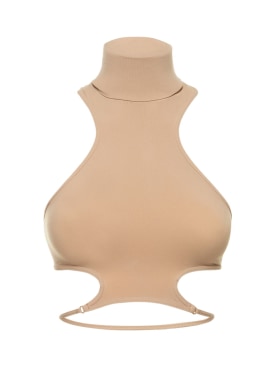 Andreadamo: Sculpting jersey halter neck top - Nude 001 - women_0 | Luisa Via Roma
