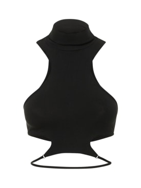 Andreadamo: 塑形平纹针织绕颈上衣 - Black 004 - women_0 | Luisa Via Roma