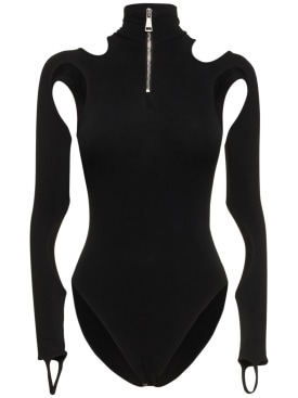 Andreadamo: Sculpting jersey cutout bodysuit - Black 004 - women_0 | Luisa Via Roma
