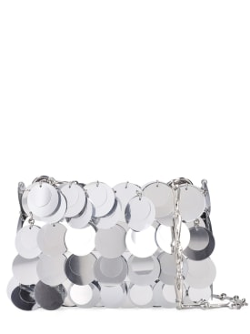Rabanne: Nano sparkle shoulder bag - Silver - women_0 | Luisa Via Roma