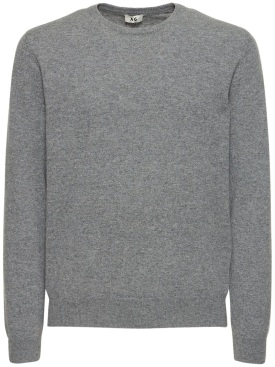 Annagreta: Lorenzo cashmere crewneck sweater - Light Grey - men_0 | Luisa Via Roma