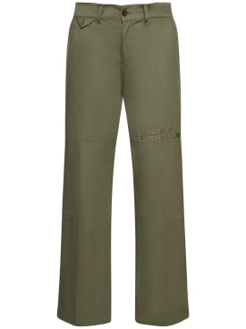 Honor the Gift: Cotton twill work pants - Green - men_0 | Luisa Via Roma