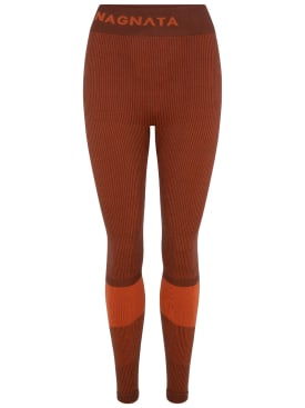 Nagnata: Yang罗纹针织羊毛混纺紧身裤 - 橙色/棕色 - women_0 | Luisa Via Roma