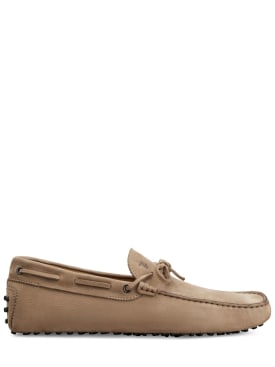 Tod's: New Laccetto suede loafers - Beige - men_0 | Luisa Via Roma
