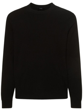 Theory: Hilles cashmere knit crewneck sweater - Black - men_0 | Luisa Via Roma