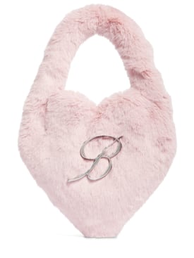 Blumarine: Faux fur heart top handle bag - Chulk Pink - women_0 | Luisa Via Roma