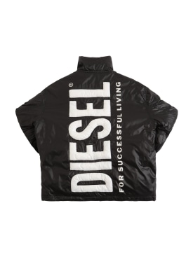 Diesel Kids: Logo print nylon puffer jacket - Black - kids-girls_0 | Luisa Via Roma