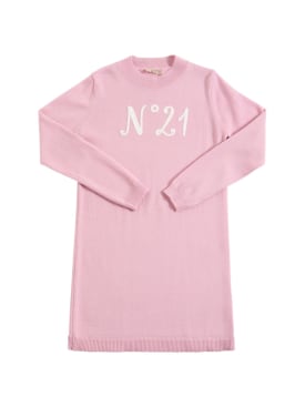 N°21: Logo intarsia wool blend knit dress - Pink - kids-girls_0 | Luisa Via Roma