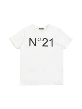 N°21: T-shirt en jersey de coton à logo caoutchouté - Blanc - kids-boys_0 | Luisa Via Roma