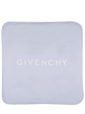 Givenchy: Couverture en jersey de coton à logo - Bleu Clair - kids-girls_0 | Luisa Via Roma