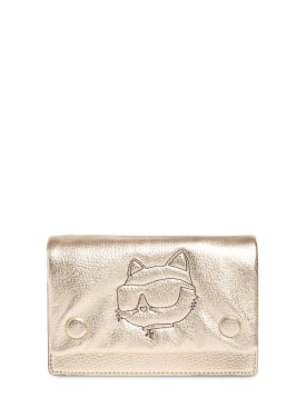 Karl Lagerfeld: Faux leather shoulder bag w/logo - Gold - kids-girls_0 | Luisa Via Roma