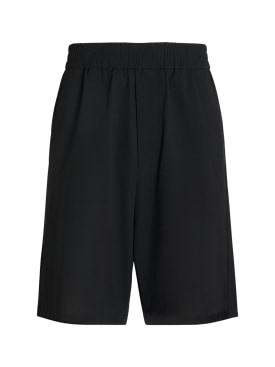 AMI Paris: Cotton crepe Bermuda shorts - Black - men_0 | Luisa Via Roma