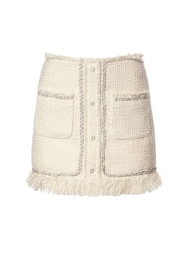 Giuseppe Di Morabito: Embellished bouclé mini skirt - Milk White - women_0 | Luisa Via Roma