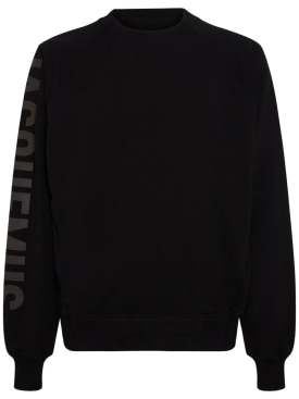 Jacquemus: Le Crewneck Typo sweatshirt - Siyah - men_0 | Luisa Via Roma
