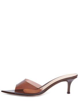 Gianvito Rossi: 55mm Elle plexi sandal mules - Brown - women_0 | Luisa Via Roma