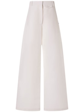 Sportmax: pantalones anchos de lona de algodón - Blanco - women_0 | Luisa Via Roma