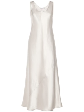 Max Mara: Talete sleeveless satin midi dress - Silver - women_0 | Luisa Via Roma