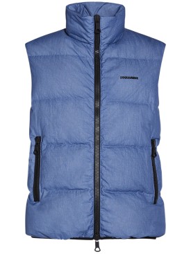 Dsquared2: Classic logo nylon puffer vest - Blue - men_0 | Luisa Via Roma