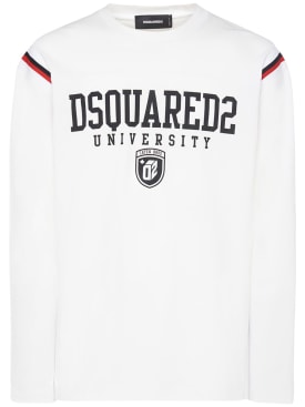 Dsquared2: Varsity logo long sleeved t-shirt - White - men_0 | Luisa Via Roma