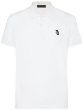 Dsquared2: Polohemd aus Baumwolle mit Fit D2-Logo - Weiß - men_0 | Luisa Via Roma
