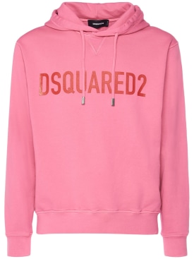 Dsquared2: Logo Cool Fit棉质连帽卫衣 - 粉色 - men_0 | Luisa Via Roma