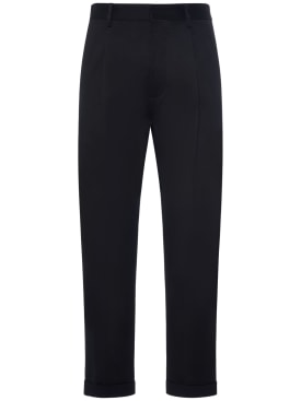 Dsquared2: Pantalones plisados de algodón stretch - Negro - men_0 | Luisa Via Roma