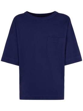 Lemaire: Boxy版型棉&亚麻T恤 - 紫色 - men_0 | Luisa Via Roma