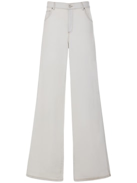 Blumarine: Jeans aus Baumwolldenim mit weitem Bein - White Ice - women_0 | Luisa Via Roma