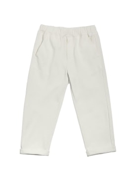 Il Gufo: Cotton piquet pants w/drawstring - Off-White - kids-boys_0 | Luisa Via Roma