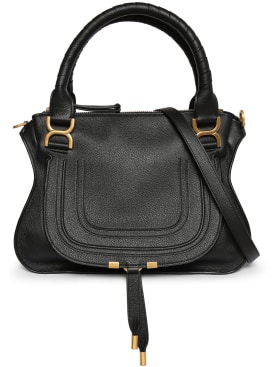 Chloé: Petit sac porté épaule en cuir Marcie - Noir - women_0 | Luisa Via Roma