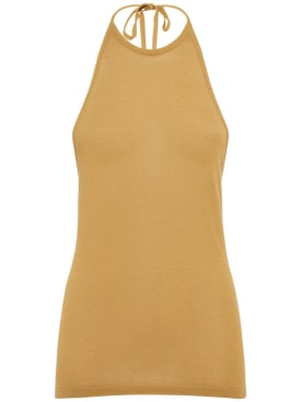 Lemaire: Halter neck cotton top - Yellow - women_0 | Luisa Via Roma