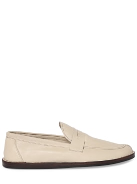 The Row: Cary leather loafers - Cream - women_0 | Luisa Via Roma