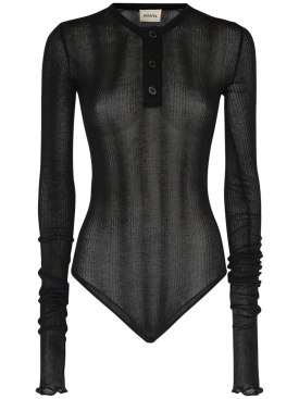 Khaite: Janelle cotton blend bodysuit - Black - women_0 | Luisa Via Roma