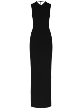 Khaite: Teri viscose midi dress w/open back - Black - women_0 | Luisa Via Roma