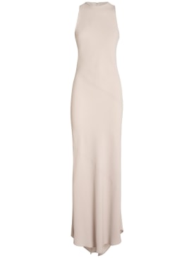 AMI Paris: Viscose blend sleeveless long dress - Beige - women_0 | Luisa Via Roma