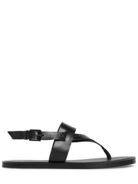 Max Mara: Sandales tongs en cuir 10 mm - Noir - women_0 | Luisa Via Roma