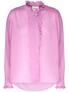 Marant Etoile: Pamias褶饰棉质衬衫 - 粉色 - women_0 | Luisa Via Roma