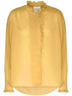Marant Etoile: Camisa de algodón con volantes - Amarillo - women_0 | Luisa Via Roma