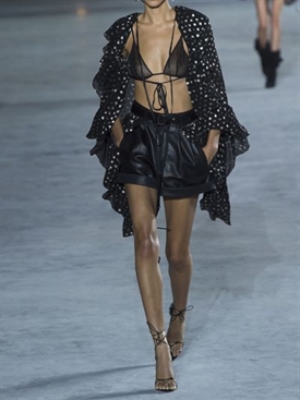 シルクジョーゼット 水玉フリルトップ