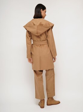 womens hooded camel coat